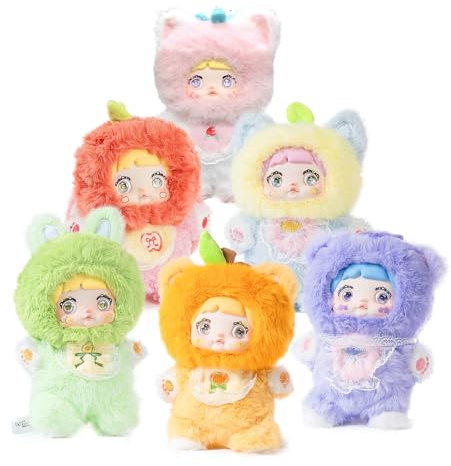 Nommi Plush Blind Box， Plush Figure Toys 1PC (1 of 7 Possible Styles) Interesting Fruits Series Keychain & Bag Charm Birthday Gifts 8.5 in