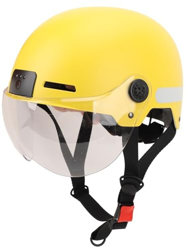 Smart-Helm, Professionelle 1080P 30fps-Kamera, Verstellbarer Sport-Fahrradhelm mit Sicherheitslicht für Erwachsene, Männer und Frauen (Yellow)