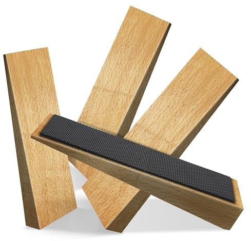 4er Pack Holz-Türstopper - Fester Türstopper boden - Türstoppers rutschfest für alle Böden - Holzkeile für alle Arten von Türen - Jeder Türkeile 0,6 Zoll dick, 4,7 Zoll lang mit Gummi - Door Stopper