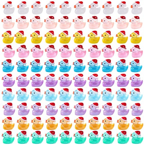 HTTDSLF 100 Piezas Mini Patos De Resina, Pato Pequeño de Resina, Coloridas en Miniatura, Mini Patos, para Jardín, Paisaje, Casa de Muñecas, Decoración del Hogar (10 Colores)