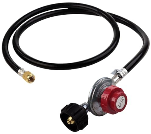 - Regulador - Manguera adaptadora de propano de 1,3 m, válvula reductora de presión de propano, acero inoxidable – Barbacoa de gas de latón – Manguera reguladora | Mangueras propanas de alta presión