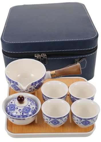 MAGICLULU Théière Chinoise En Céramique Théière Et Tasse En Céramique Tasse À Thé Portable En Porcelaine Tasses À Thé Japonaises Et