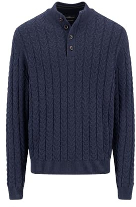 FYNCH-HATTON Troyer in misto cotone con motivo a treccia, blu navy, XL