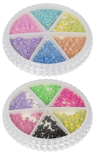 TOYZFRIENDY Adornos para Uñas Coloridos 2 Cajas Pequeños 6 Compartimentos Suministros para Decoración de Uñas Mujeres DIY Fiestas Bodas