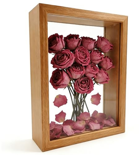 Niuhong Acryl Schattenbox Rahmen Transparenter 3D Holz Bilderrahmen Befüllen Blumensträuße Fotos Medaillen Objektrahmen Taufen Reisen Erinnerungs Geburtstage Hochzeitsgeschenk (22*17*4cm)