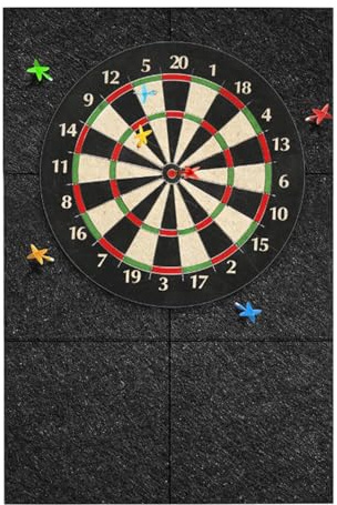 Filz-Dartboard Wandschutz 30 × 30 cm, Dart Wandschutz Schutz Dartscheibe Wand, Selbstklebend & Gespleißt, Filz Wandfliesen mit Kork Rückseite für Dartboard Rückseite