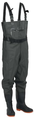 Wathose Anglerhose Damen,Wathose mit Stiefeln und Gürtel Dunkelgrün Größe 45 für Männer und Frauen