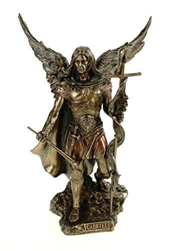 Veronese by Joh. Vogler GmbH Arcángel Gabriel con cruz y trompeta bronce, figura de ángel