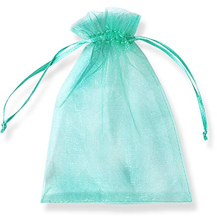 PLECUPE 100 sacchetti in organza, 35 x 50 cm, sacchetto in organza, con coulisse, per matrimonio, sacchetto regalo, per gioielli, confezione – bianco