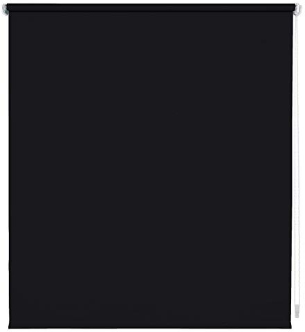 Verdunklungsrollo Fensterrollo mit Bohren lichtundurchlässig Blickdicht B170x H180 cm Stoff Schwarz, Sonnenschutz Rollo für Fenster Seitenzugrollo Kettenzugrollo Verdunkelungsrollo