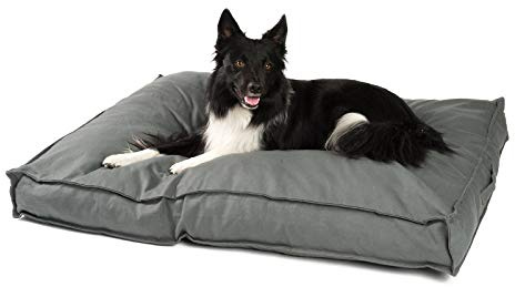 jamaxx-pets Premium Hundekissen - Orthopädisch Memory Schaumstoff-Flocken, Waschbar Abnehmbarer Bezug Wasserabweisend - Hundebett mit Canvas Stoffbezug PDB1007 (L) 120x90 grau