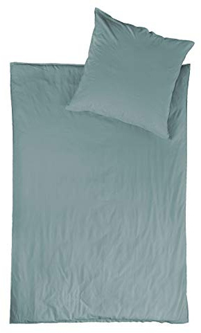 jilda-tex Bio-Bettwäsche Stone-Washed Lissabon 100% Bio-Baumwolle Knitterlook Stehsaum Uni Made in Green (Steinblau, 135 x 200 cm)