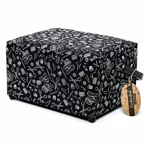 Hemline Goldfarbene Nähbox: (M): Hemline Gold Notions Print