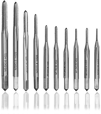 Bestgle 10 Piezas Mini NC HSS Tubo Estriado Recto Métrico Conjunto M1 a M3.5 Straight Fluted Hand Screw Roscado Wire Tapping Kit Machos de Roscar