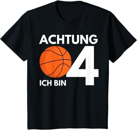 Kinder 4 Jahre 4. Geburtstag Basketball Kindergeburtstag T-Shirt