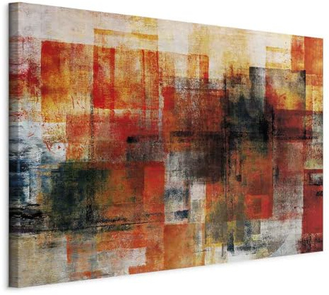B&D XXL - Akustikbild Abstrakt Bilder Akustikschaum Hochleistungsschallabsorber Schallschutz Leinwand 1 tlg Wandbild Raumakustik Schalldämmung orange gelb grau schwarz wie gemalt
