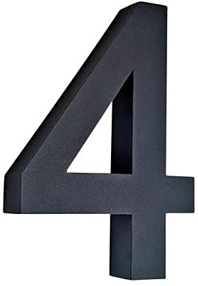 3D Hausnummer Edelstahl Wetterfest & Pflegeleicht Wählbar zwischen Zahlen 0-9 und Buchstaben a-c Hausnummernschild mit Montagematerial 20 cm Höhe (4, schwarz/anthrazit)