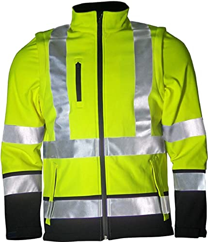 Mediablue Softshell Warngelb Arbeitsjacke Wasserdicht Winterjacke Warnjacke Fleecefutter (XXXL)
