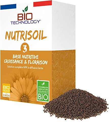 Bio Technology® | Engrais Organique de Croissance | Engrais Organique de Floraison | Engrais Solide à mélanger au terreau | Engrais complet Croissance & Floraison | Nutrisoil 3 – 350G