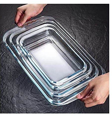 Lasagnera da Forno Set di Piatti for casseruola in Vetro - Set di bakeware Rettangolare a 4 Pezzi, Design Unico Design in Vetro Set da Cottura, nidificazione for stoccaggio salvaspazio Lasagnere