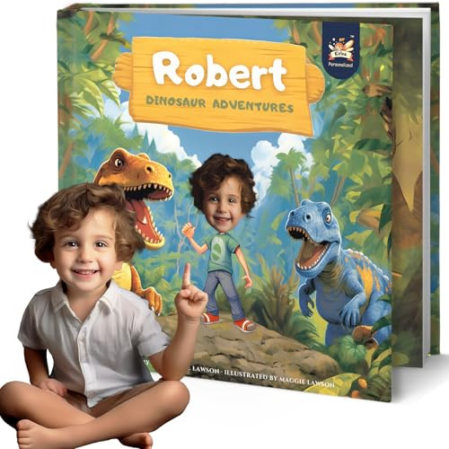 Libro di racconti personalizzato per bambini, avventura dinosauro, nome e foto personalizzati, regali per bambini, storia attraente per bambini, ELFINK (copertina morbida)