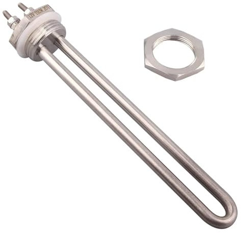 Heating Element 12V Heating Element DC Solar Resistance U Shape DN25 Electric Immersion Water Element Boiler Heater 100w 150w 200w (Color : With locknut, Size : 12V_200W)