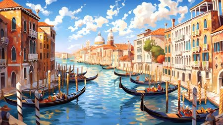 adrium Acryl-Bild 110 x 60 cm: Illustration der wunderschönen Stadt Venedig. Stadt der Gondoliere, der Brücken, des Karnevals und der Liebe. Italien (206595862)