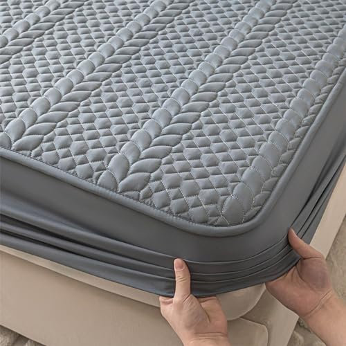 HAIBA Wasserdichter Spannbettlaken 180x200cm+30cm grau wasserdichte Matratzenauflage Inkontinenzunterlage waschbar Nässeschutz Atmungsaktiv