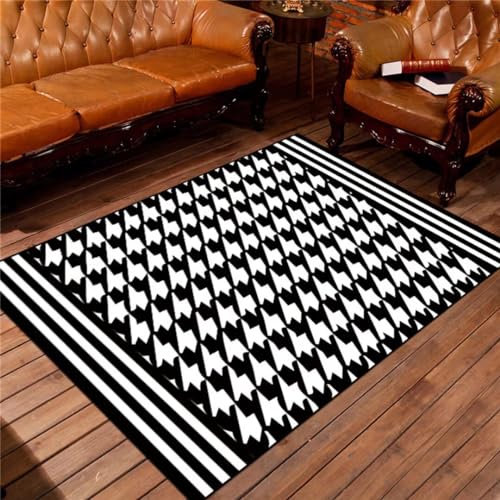 Kunsen 80X140CM Carpet Store Teppich Moderner, geometrischer, Schlichter, modischer, Rutschfester, schmutzabweisender Kurzflor Teppich Waschbar In Waschmaschine Schwarz Flickenteppich Kinderzimmer Te