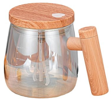 Guangcailun Waterproof Glass Self Mixing Cup Stylish Wide Mouth Opening Multiple Color Options Lightweight Self Stirring Coffee Mug, Iridescent Blue