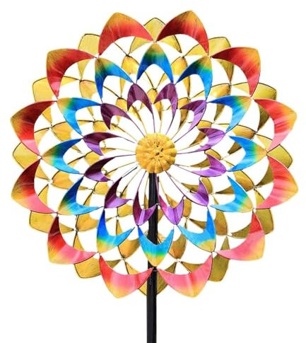 Whirligigs Spinner, enchufe giratorio portátil para jardinería, giratorio de viento, escultura de viento giratoria de 360 grados, decoración de patio, molinillos coloridos para decoración al aire