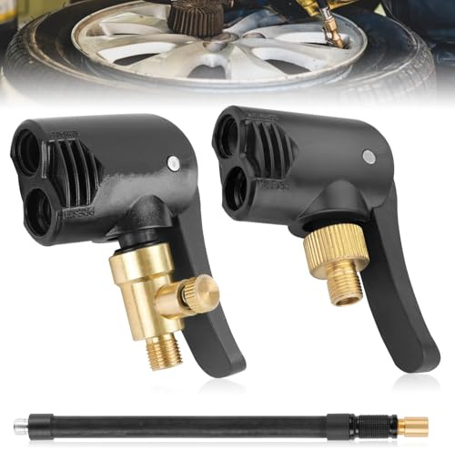Autoventil Hebelstecker Air Chuck Sicher 7.8mm auto reifen air chuck 2stk Reifenfüllventil Anschluss mit 19cm Reifenfüller Schlauch Energiesparend für Auto Fahrrad LKW (Deflatable+Non deflatable)