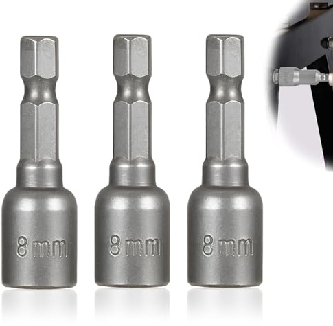 3 Pack Magnetic Hexagon Socket, Setter Driver Drill Bit, 1/4 Quick-Change Hex Magnetic, 8mm Magnetic Nut Setter Driver Drill Bit, Used to Electric Screwdriver Handle Tools, 42mm Length