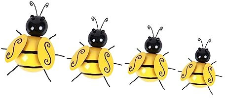 Garneck 4stücke Bienen Wanddekor Aus Kreative Handwerksanhänger Bienen-skulptur Für Schlafzimmer Und Wohnzimmer Gardenschmuck