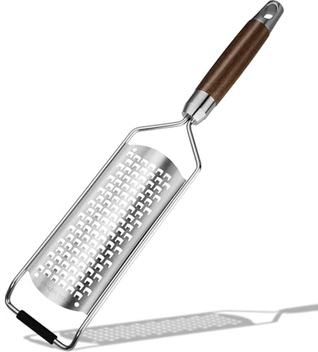 KULUNER Professional-Grade Lemon Zester with Ultra-Coarse Blades, Heavy-Duty Cheese/Vegetable Grater, Solid Wood Handle Design - Rust-Resistant Durable, Essential Kitchen Tool (A1)