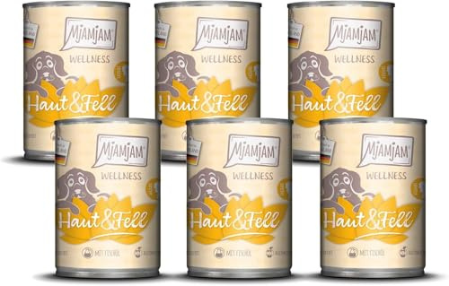 MjAMjAM - Premium Nassfutter für Hunde - Wellness - Haut & Fell - Huhn, 6er Pack (6x400g), getreidefrei