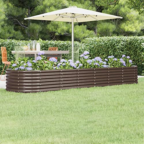 Somanki Hochbeet Pulverbeschichteter Stahl 296x80x36 cm Braun, Palettenrahmen, Hochteich, Gemüsebeet, Kräuterregal Balkon, Blumenbeet, Kräuterspirale, Tomatenbeet, Pflanzhochbeet - 318925