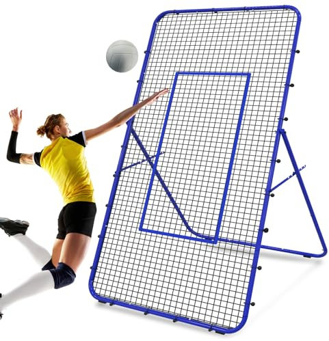Verstellbares Volleyball-Rebounder-Netz, Stahlrahmen und hochfestes PE-Netz, langlebiges und tragbares Volleyball-Trainingsgerät, Praxis zur Verbesserung von Volleying, Stoßen, Spiking-Fähigkeiten