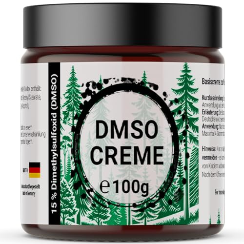 1 x 100 g DMSO grädde | dimetylsulfoxid 99,9 % renhet | Ph. Eur. i baskräm – DAC tysk apoteker Codex – i glasburken – mycket effektiv