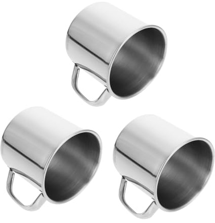 ABOOFAN 2 Juegos Taza De Agua para Tetera con Infusor Vasos De Aluminio para Bebidas Taza De Te Bebiendo Vasos Copa De Leche para Acero Inoxidable 304 Silver 3 Piezas * 2