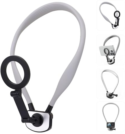 DOINEUFL POV Phone Holder with Anti-Shake Strap, Magnetic Neck Phone Holder for Filming, Phone Neck Holder Compatible with iPhone, Android & Action Cameras