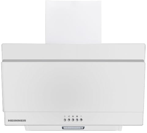Heinner DCH-350RGWH Schrägwandabzugshaube | 60 cm Küchen-Dunstabzugshaube | 276,6 m³/h Absaugleistung | LED-Beleuchtung | 3 Geschwindigkeitsstufen | weiße Glasfront | 5 Jahre Garantie