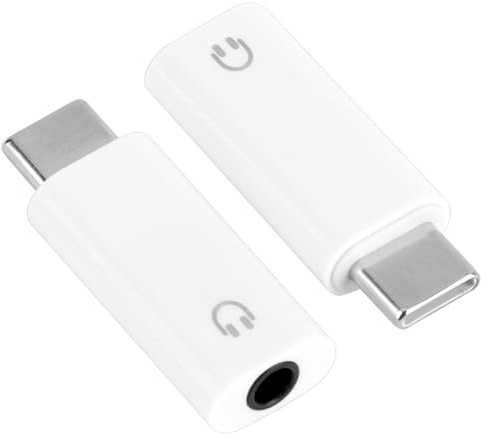 2 Stück USB C Klinke Adapter Aux USB C,Type C auf Kopfhörer 3,5mm Klinke Adapter Audio Konverter 3.5mm Kopfhöreranschluss Digitales Signal Kompatibel für iPhone Huawei P40/Mate 50, Weiß