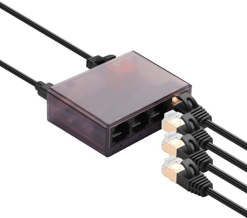 CERRXIAN 1 bis 4 Gigabit Ethernet Splitter, 1000Mbps High-Speed RJ45 Internet Splitter, mit USB Stromkabel, unterstützt die gleichzeitige Vernetzung von 4 Geräten, geeignet für Cat5/5e/6/7/8 Kabel
