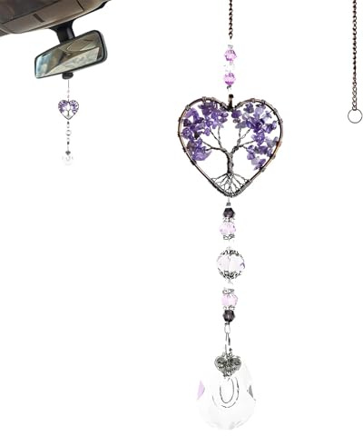 1 PC Healing Crystals, Amethyst Crystal Sun Catchers for Windows Suncatchers for Windows Crystal Suncatcher Sun Catcher Crystals for Window Home and Car Decor