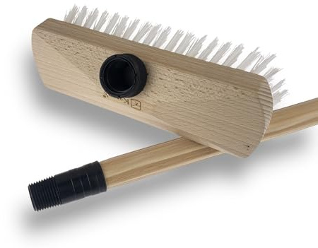 Kibros Balai Brosse Lave-Pont Nylon Blanc 30 mm Manche Bois 1,25 m | Garnissage nylon blanc, monture bois, douille vissante, manche bois 1,25 m, KAROP'S, lavage récurage ponts carrelages.