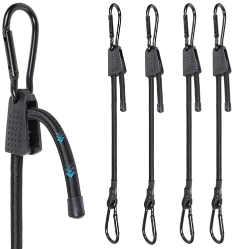 lrgnixs Bungee Cords With Carabiner Clips,4 Pcs 100cm Adjustable Bungee Straps,Heavy Duty Long Bungee Cords with Hooks,Bungee Cords with Hooks for Bike Camping Tarps Truck Luggage Securing