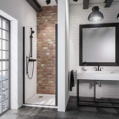 Schulte porte de douche pivotante 60 x 192 cm en niche, aspect noir mat, mécanisme autolevant, montage gauche droite, verre de sécurité 5 mm antical, réglage 57.8-60.4, largeur d'accès 49.5 cm