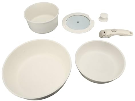 Fyearfly Juego de utensilios de cocina antiadherentes con mango desmontable, piedra Maifan, para gas e inducción