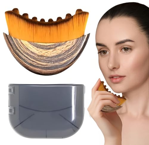 Cepillo Facial de Drenaje Linfático - Cepillo de Contorno para Rostro, Mentón y Mandíbula - Cepillado en Seco con Cerdas Suaves para Masaje y Tensado Facial
